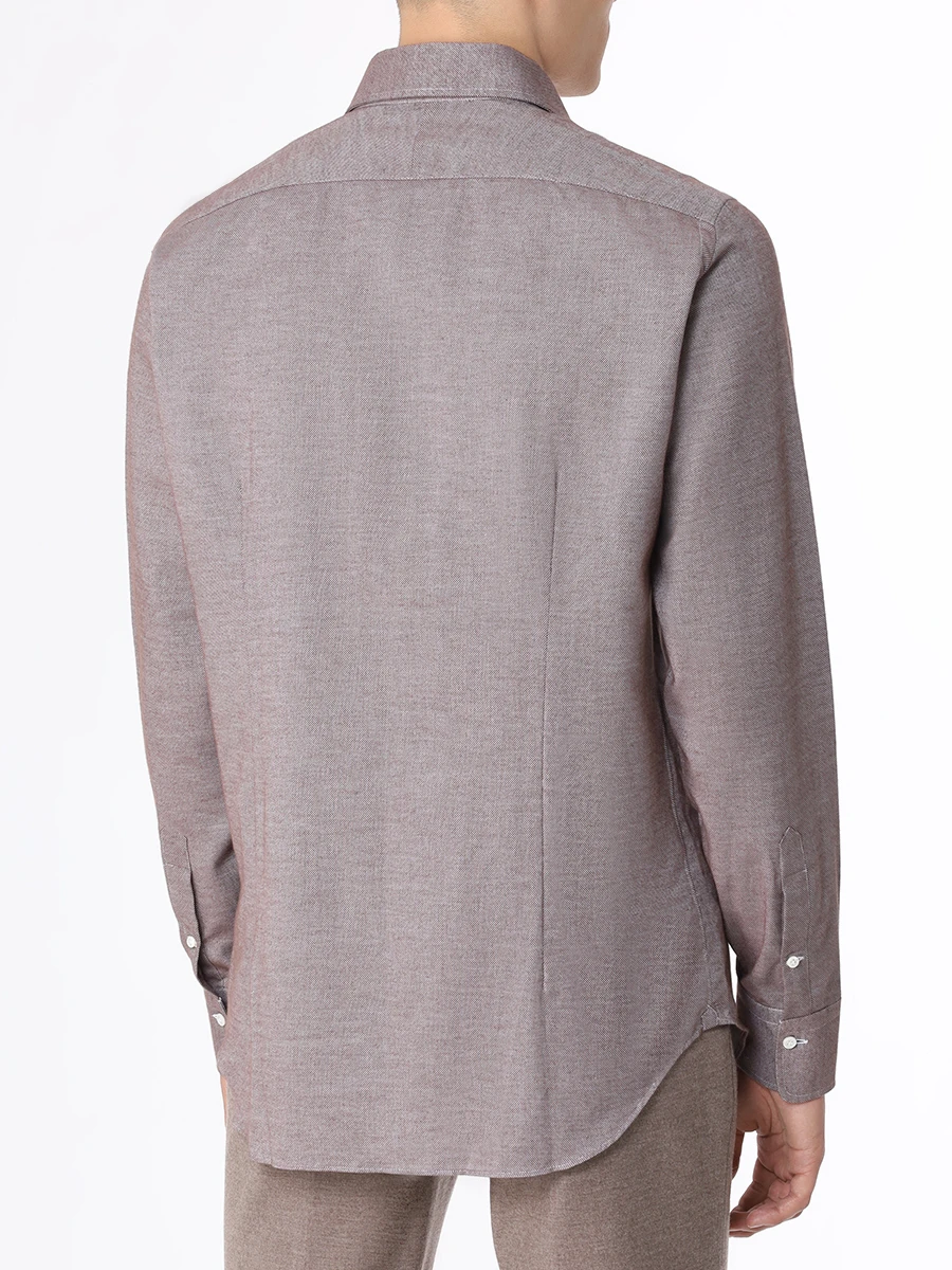 Рубашка Slim Fit хлопковая ALESSANDRO GHERARDI DOUBLE 7133 820 Фактура, Коричневый  Фото 3