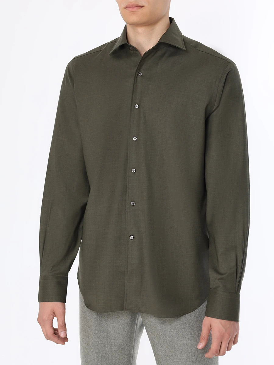 Рубашка Slim Fit шерстяная ALESSANDRO GHERARDI DOUBLE 7135 531 Темно-, размер 58, цвет зеленый - фото 4