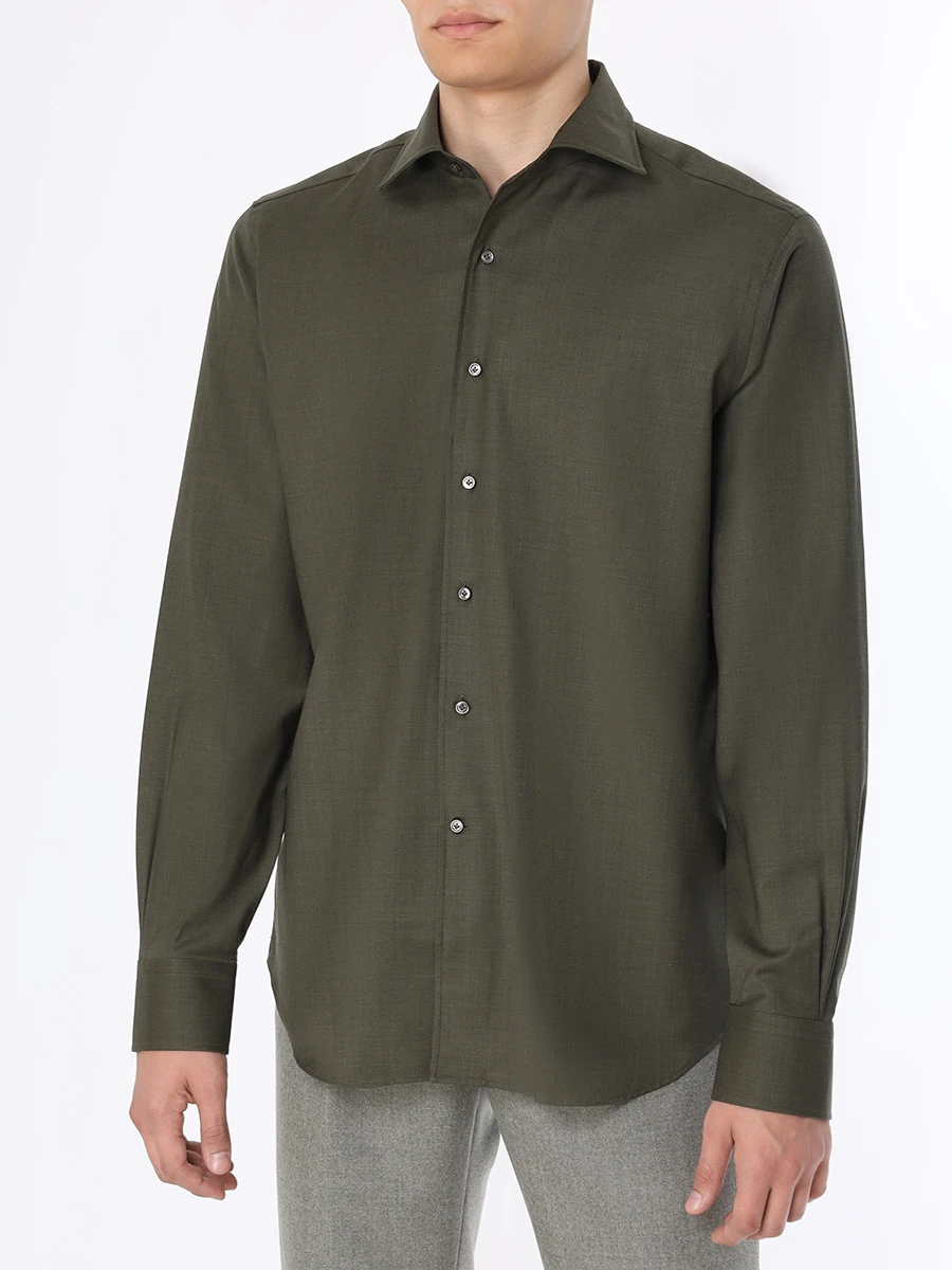 Рубашка Slim Fit шерстяная ALESSANDRO GHERARDI DOUBLE 7135 531 Темно- Зеленый  Фото 4