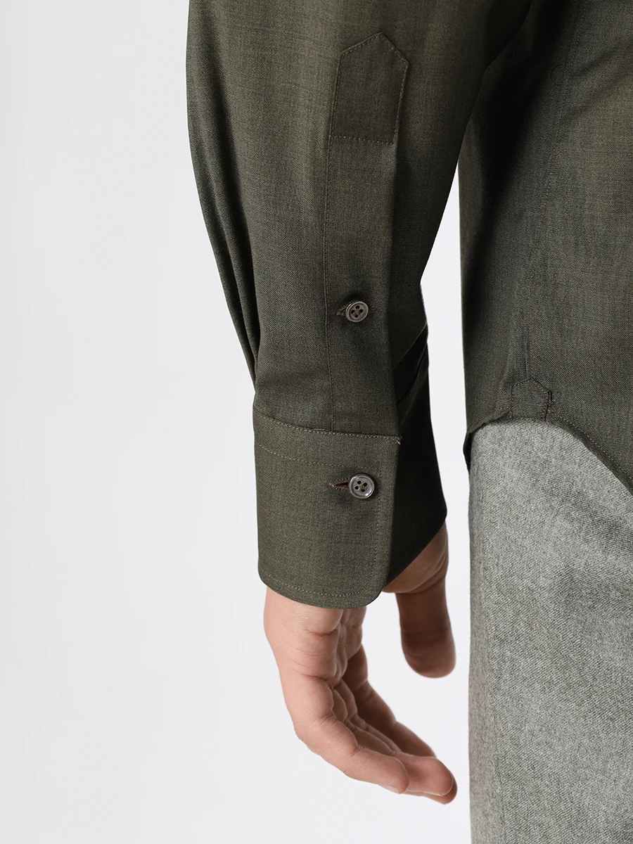 Рубашка Slim Fit шерстяная ALESSANDRO GHERARDI DOUBLE 7135 531 Темно- Зеленый  Фото 5