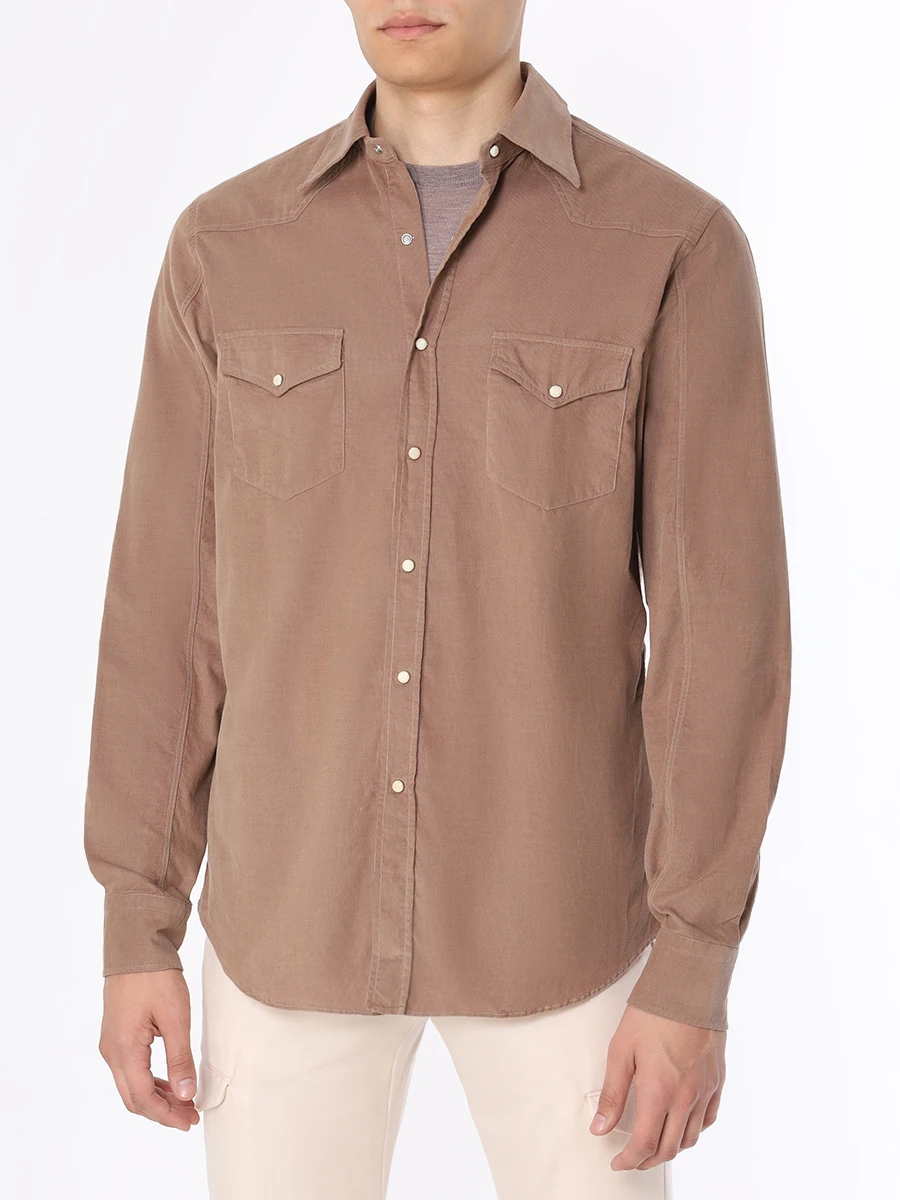 Рубашка вельветовая ALESSANDRO GHERARDI NEW-TEXANA C7106 921, размер 46, цвет бежевый - фото 4