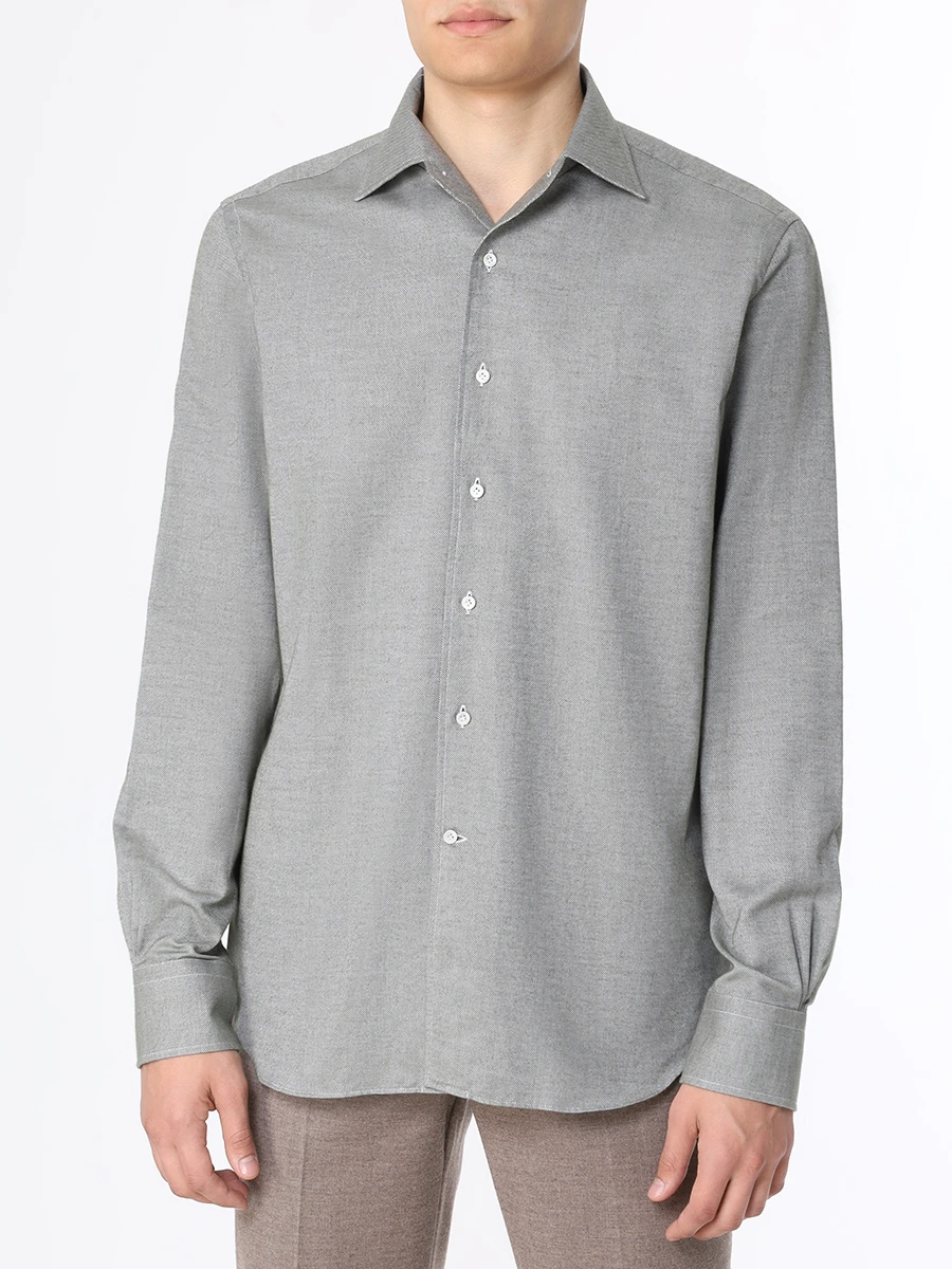 Рубашка Slim Fit хлопковая ALESSANDRO GHERARDI DOUBLE 7133 721 Фактура, Зеленый  Фото 4