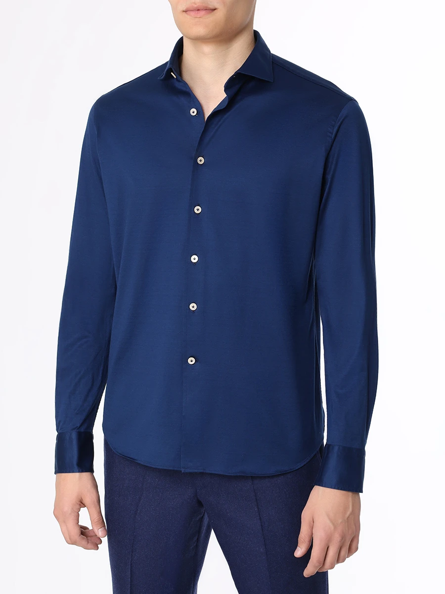 Рубашка Slim Fit хлопковая ALESSANDRO GHERARDI JERSEY 7169 530 Темно- Синий  Фото 4