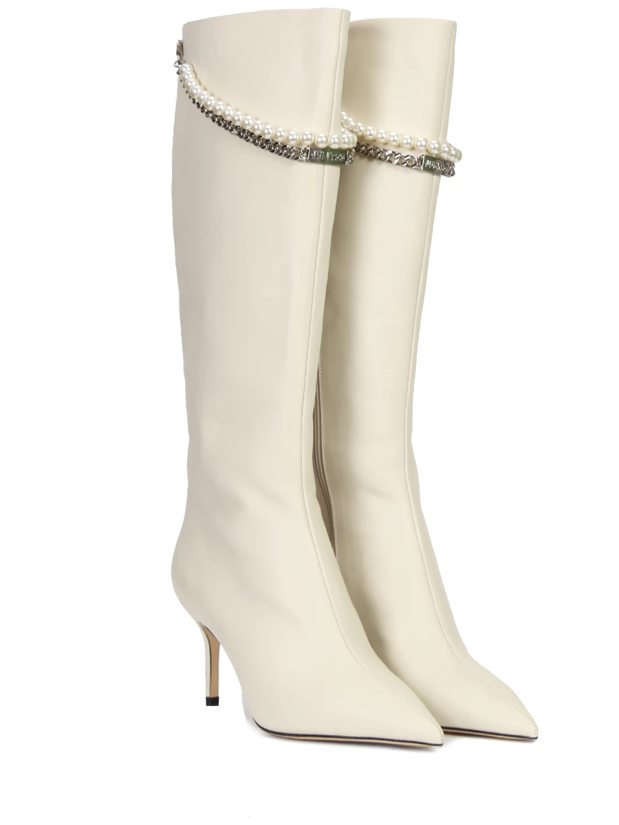 

Сапоги кожаные, Белый, Louise high boots Молочный