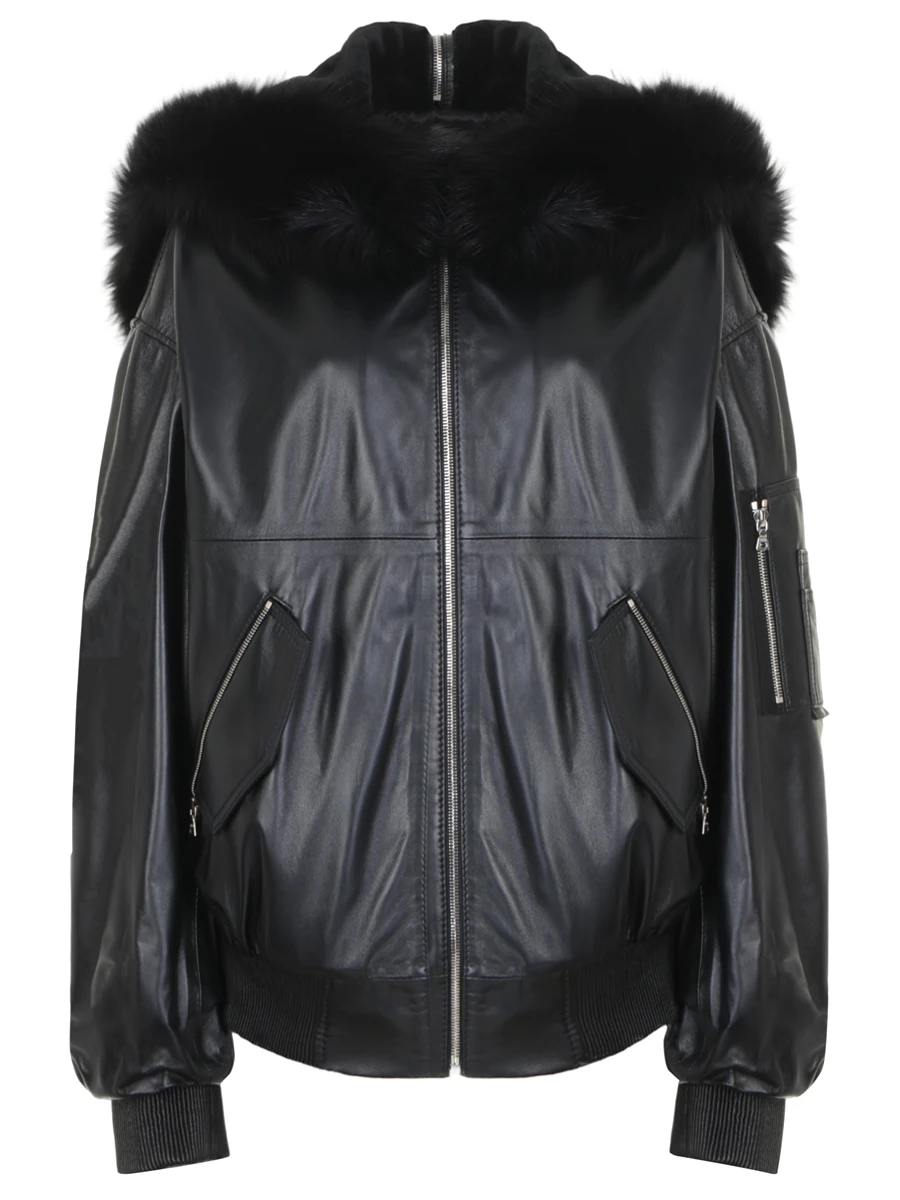 

Куртка кожаная, Черный, BOH-FW23-09-05