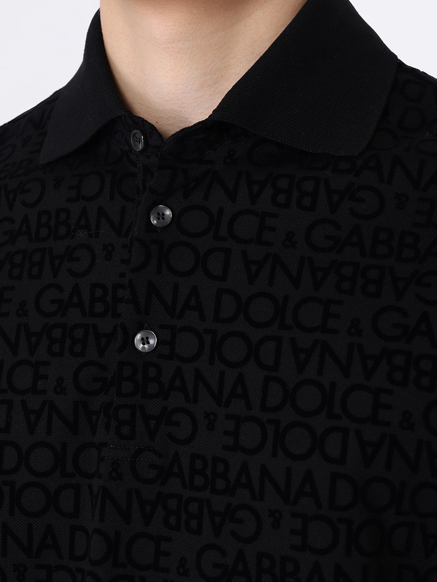 Поло хлопковое DOLCE & GABBANA G8PT0T G7KV1 N0000 Черный  Фото 5