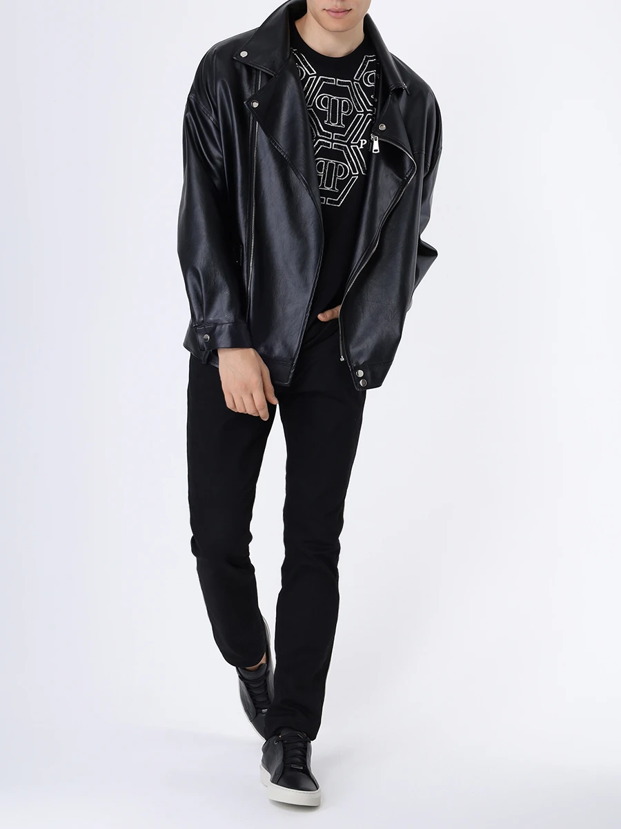 Джинсы Slim Fit хлопковые PHILIPP PLEIN MDT3613/02NH Черный  Фото 2