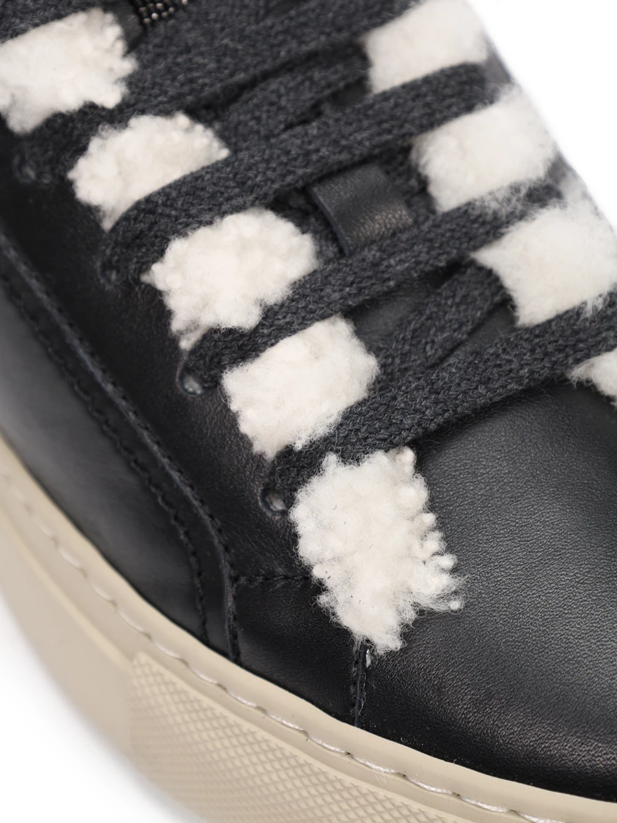 Кеды кожаные на меху BRUNELLO CUCINELLI MZNAG2573 C101 Черный  Фото 5