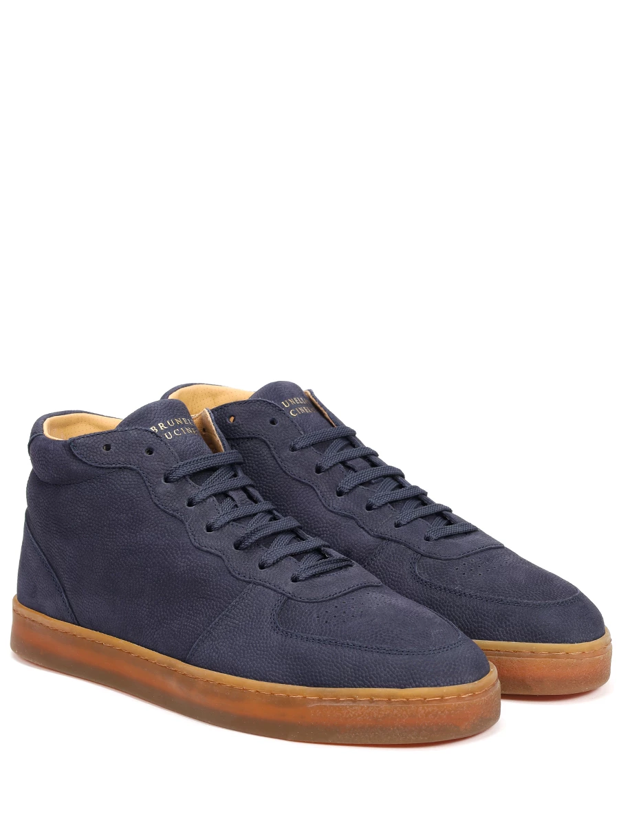 Кеды кожаные на меху BRUNELLO CUCINELLI MZUMSMW273 C8439 Синий  Фото 2