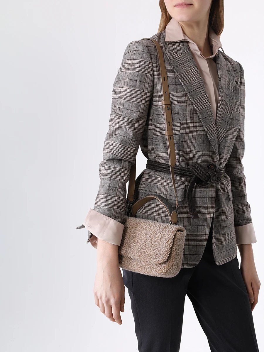 Сумка из овчины BRUNELLO CUCINELLI MBTPD2496 C8272 Бежевый  Фото 2