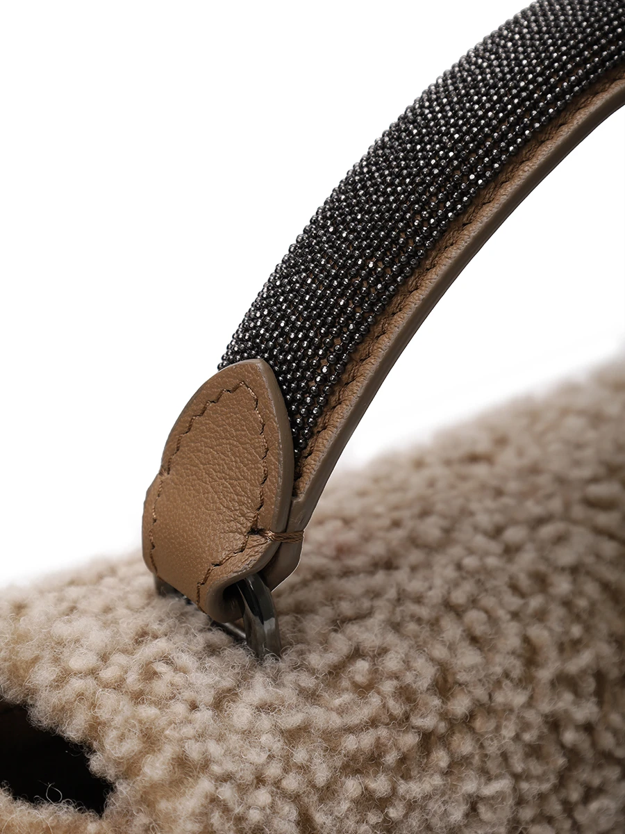 Сумка из овчины BRUNELLO CUCINELLI MBTPD2496 C8272 Бежевый  Фото 5