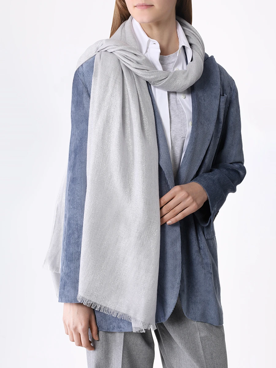 Шарф кашемировый BRUNELLO CUCINELLI MSCDAR097 C072 Серый  Фото 2