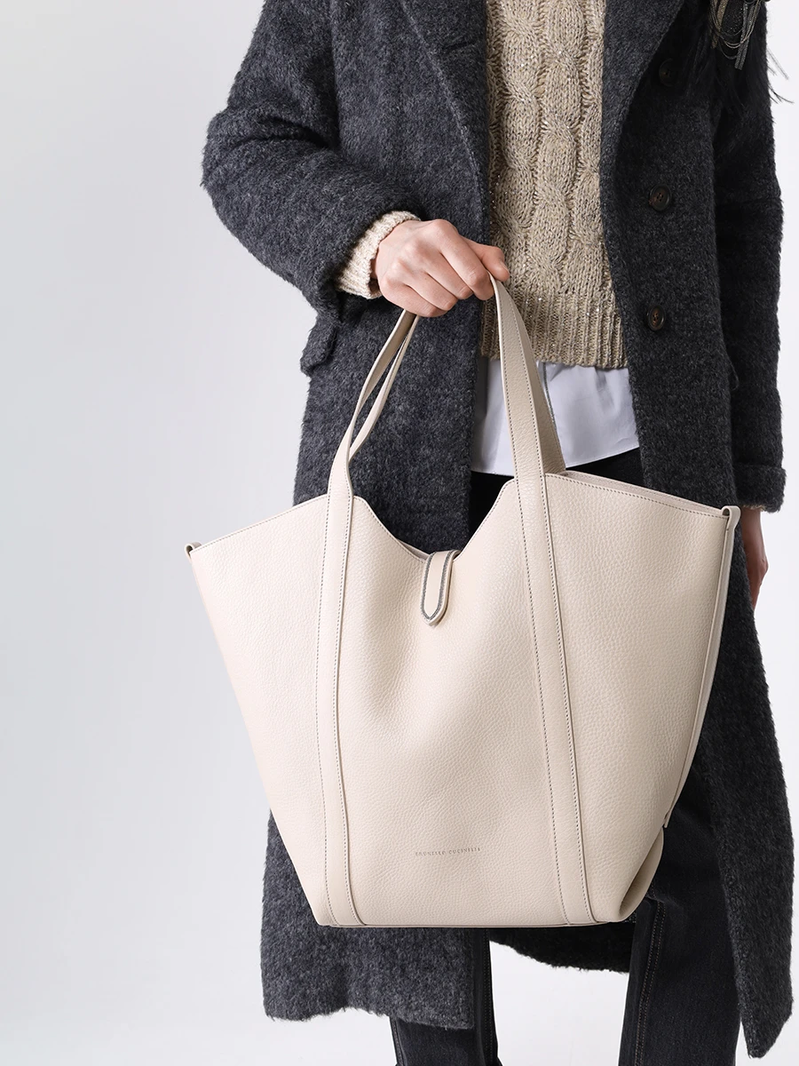 Сумка кожаная BRUNELLO CUCINELLI MBVND2548 C8905 Кремовый  Фото 2