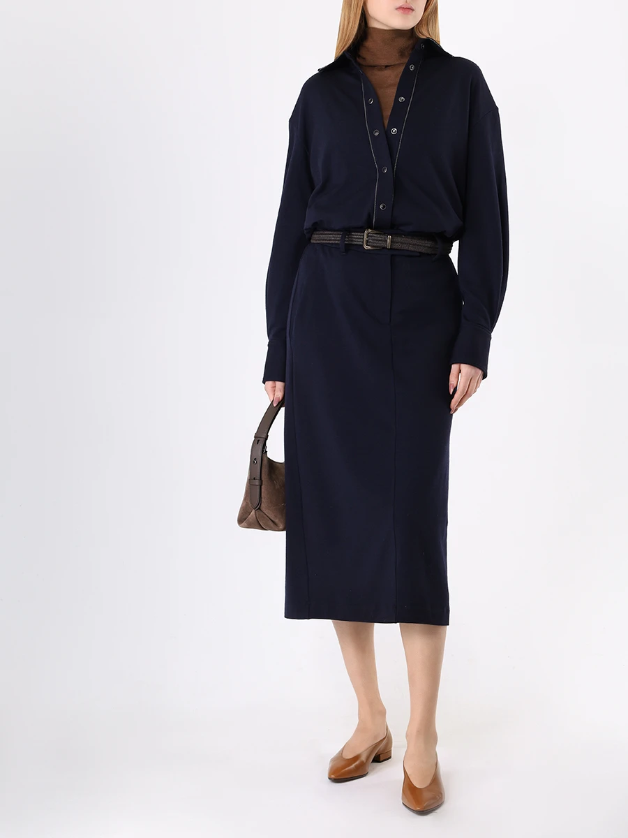 Платье шерстяное BRUNELLO CUCINELLI M0R25A5158 С051 Синий  Фото 2