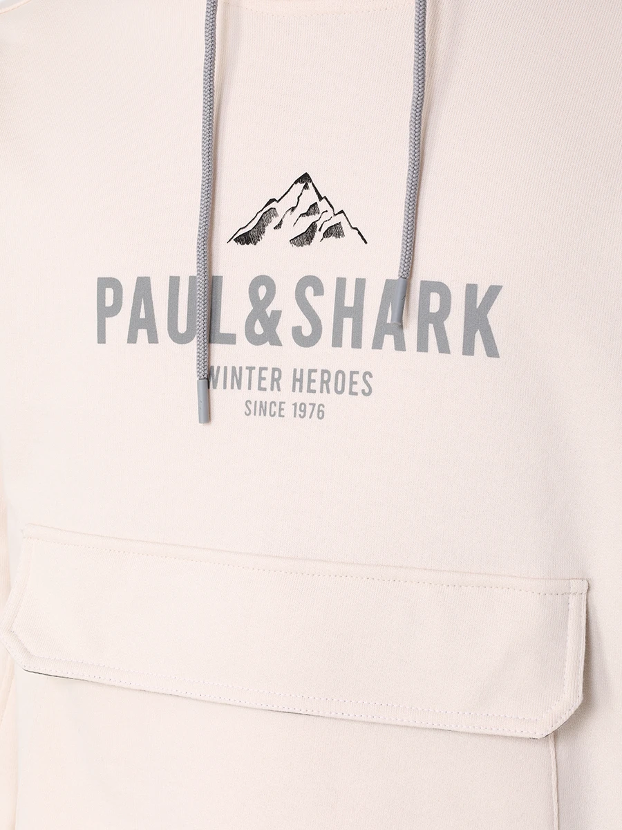 Худи хлопковое PAUL & SHARK 13311883/490 Кремовый  Фото 5