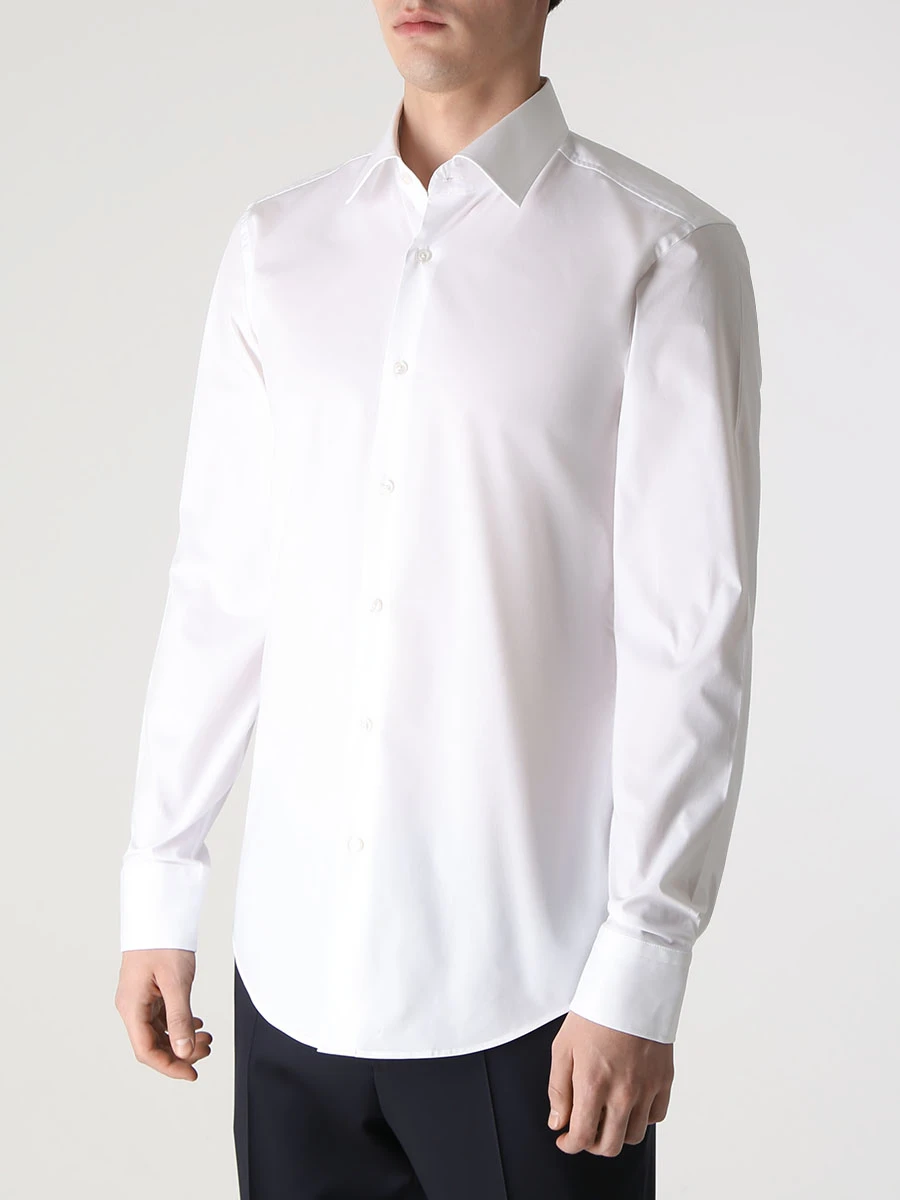 Рубашка Slim Fit хлопковая BOSS 50469345/100, размер 50, цвет белый 50469345/100 - фото 4