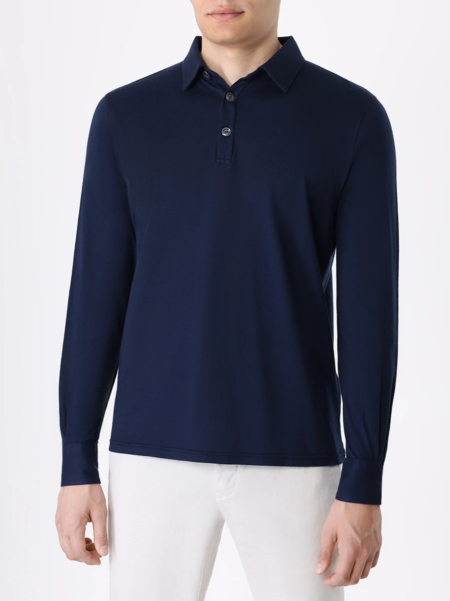 Поло хлопковое KITON UMK031305002 Синий  Фото 4