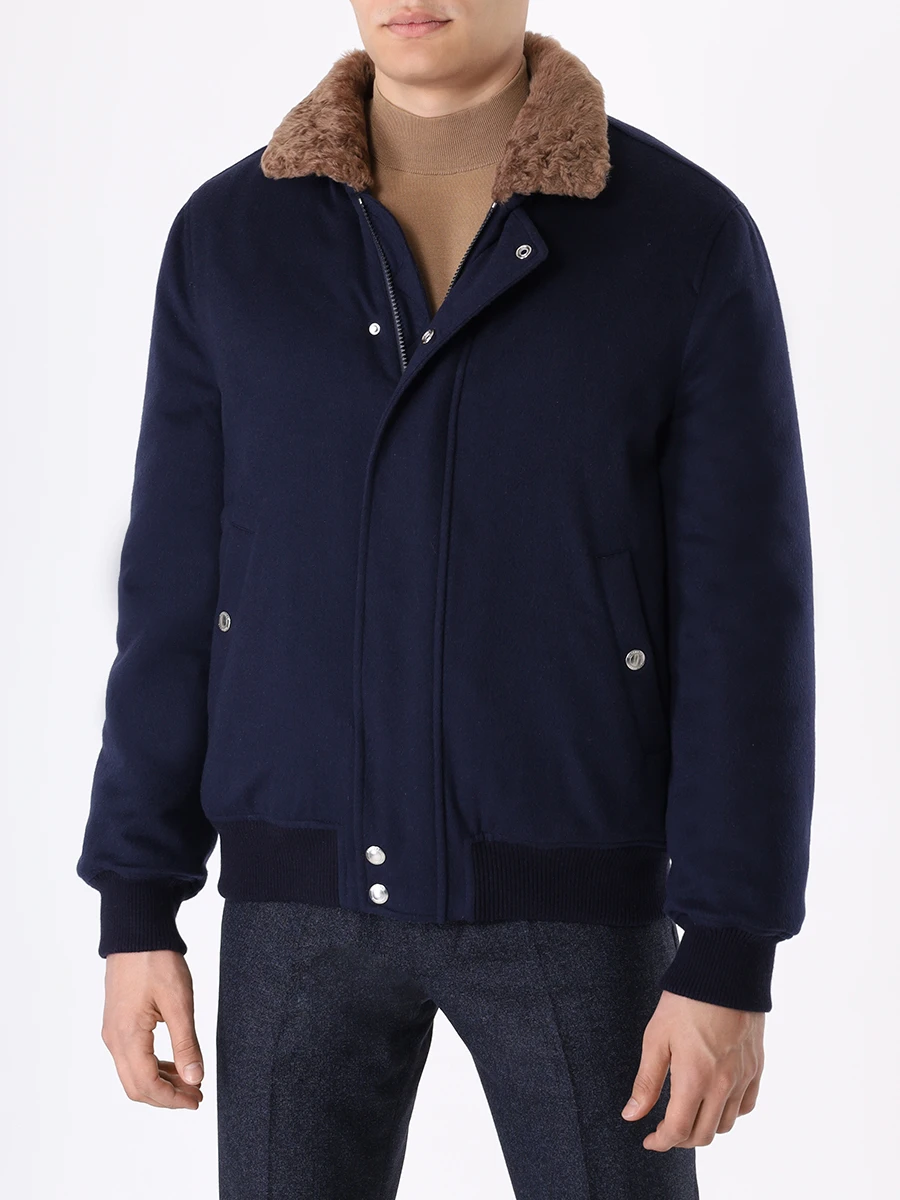 Бомбер кашемировый на меху BRUNELLO CUCINELLI MQ4566887 CMS46 Синий  Фото 4
