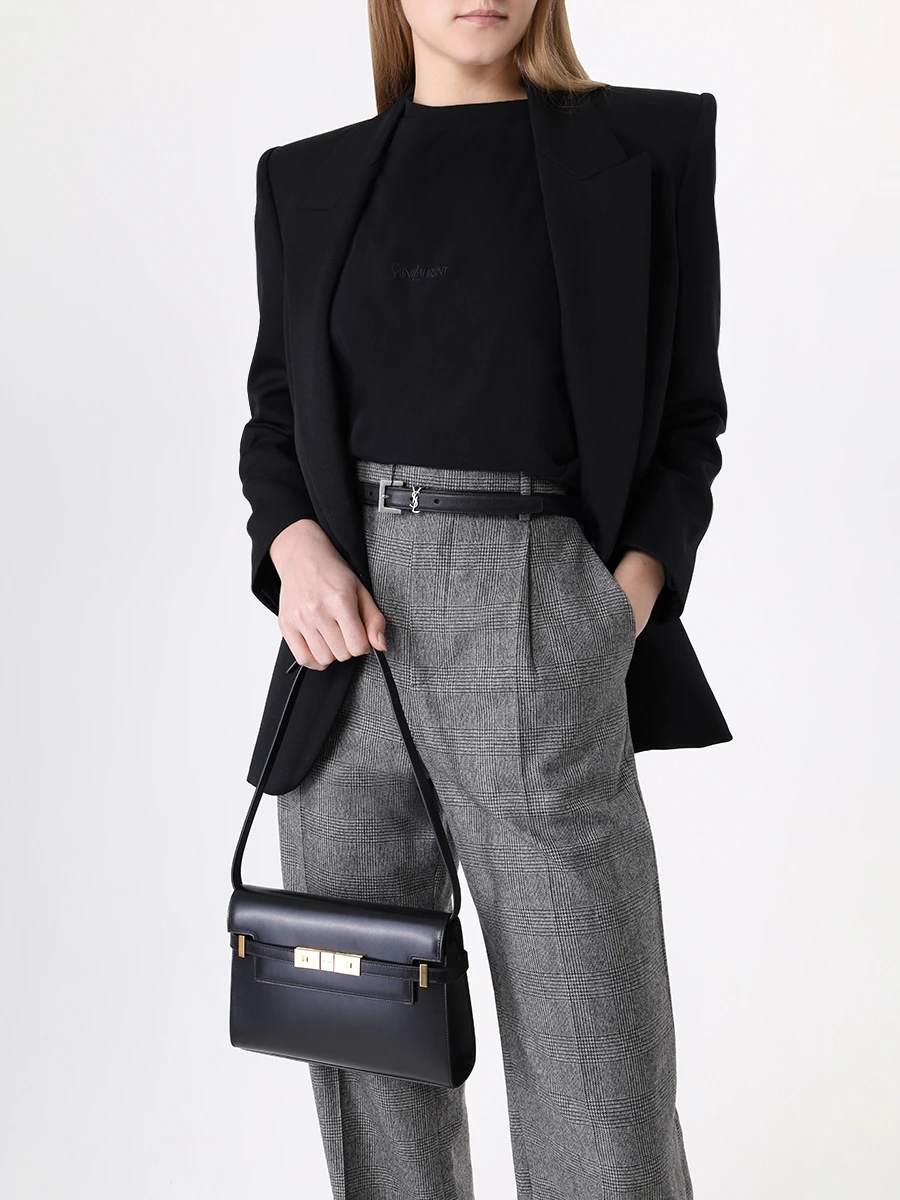 Сумка кожаная Manhattan SAINT LAURENT 6756260SX0W 1000 Черный  Фото 2