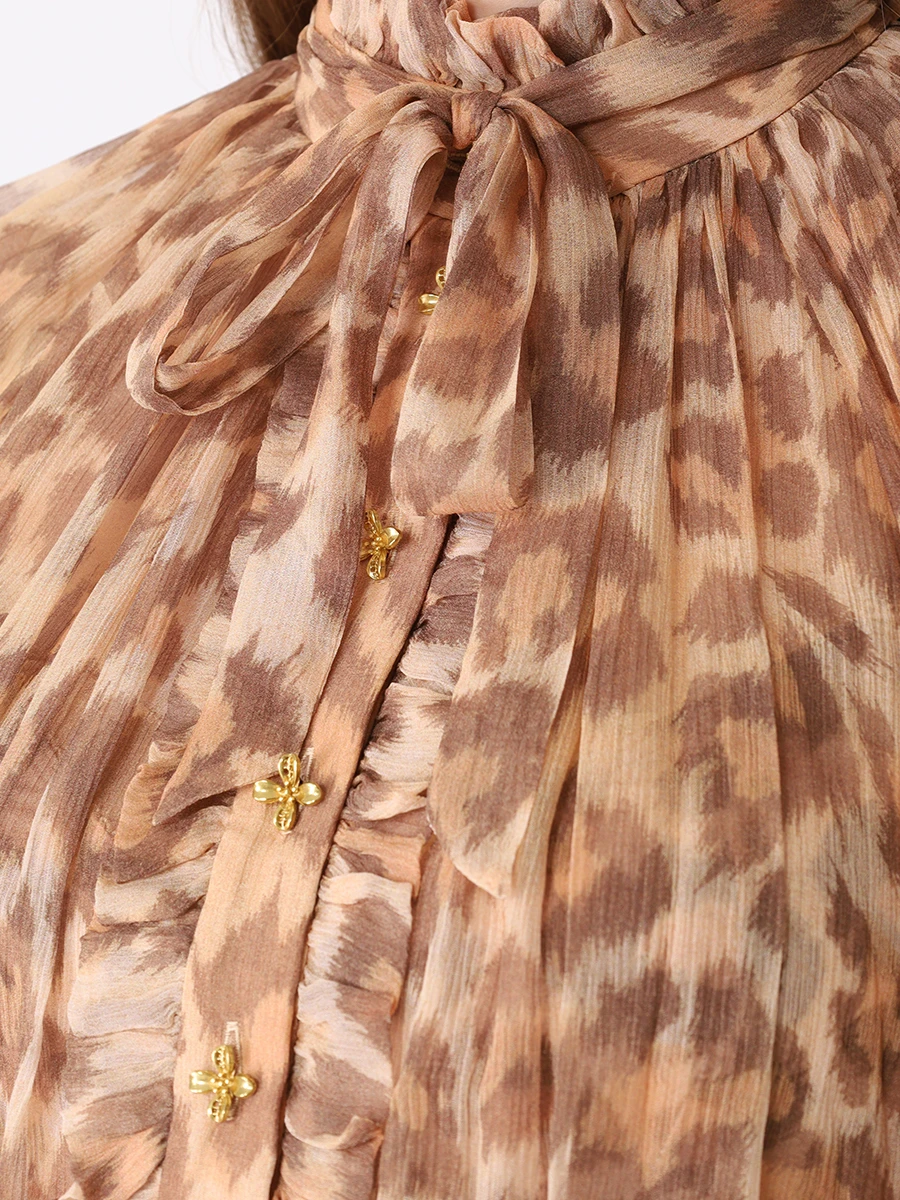 Платье шелковое ZIMMERMANN 7909DF231 TOLEO, размер 40, цвет анималистичный принт - фото 5