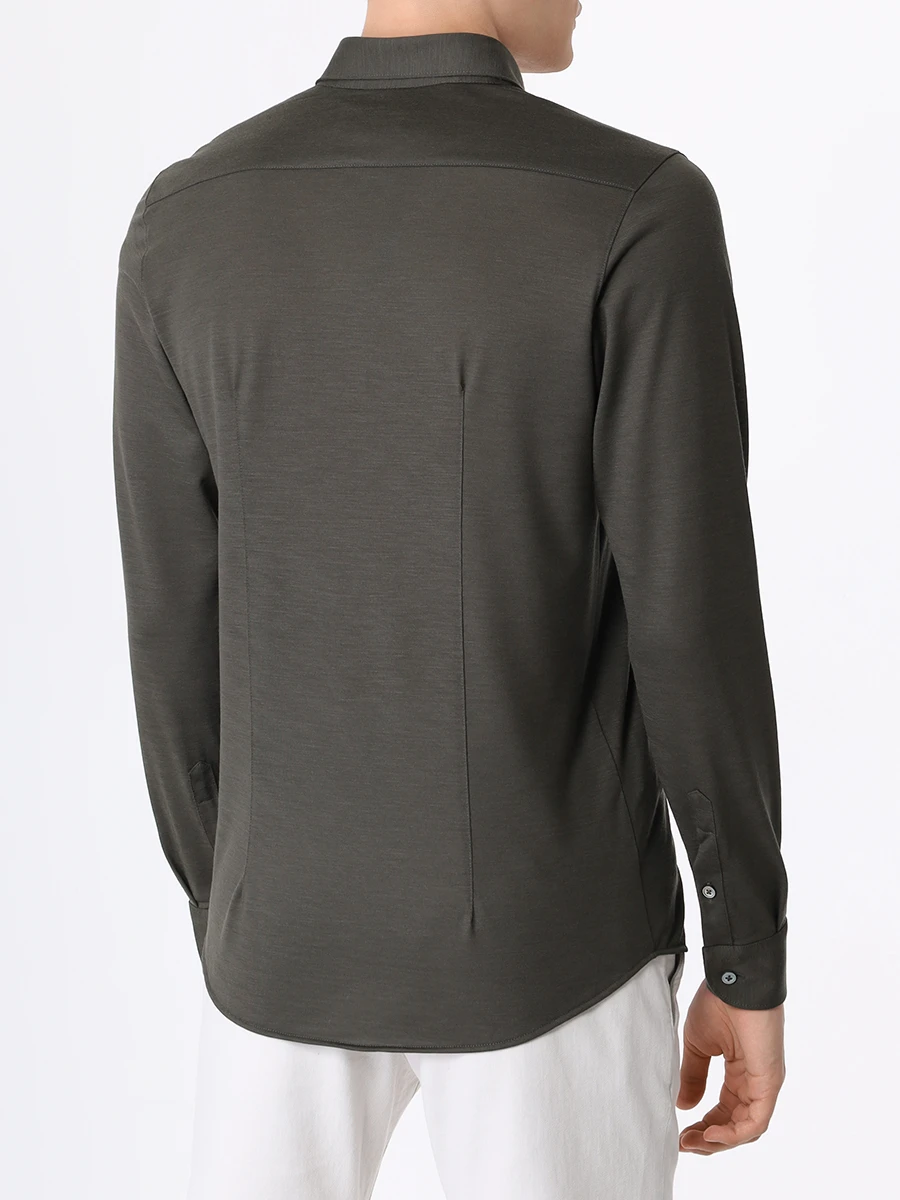 Рубашка Slim Fit шерстяная GRAN  SASSO 60122/69001/488, размер 48, цвет зеленый 60122/69001/488 - фото 3