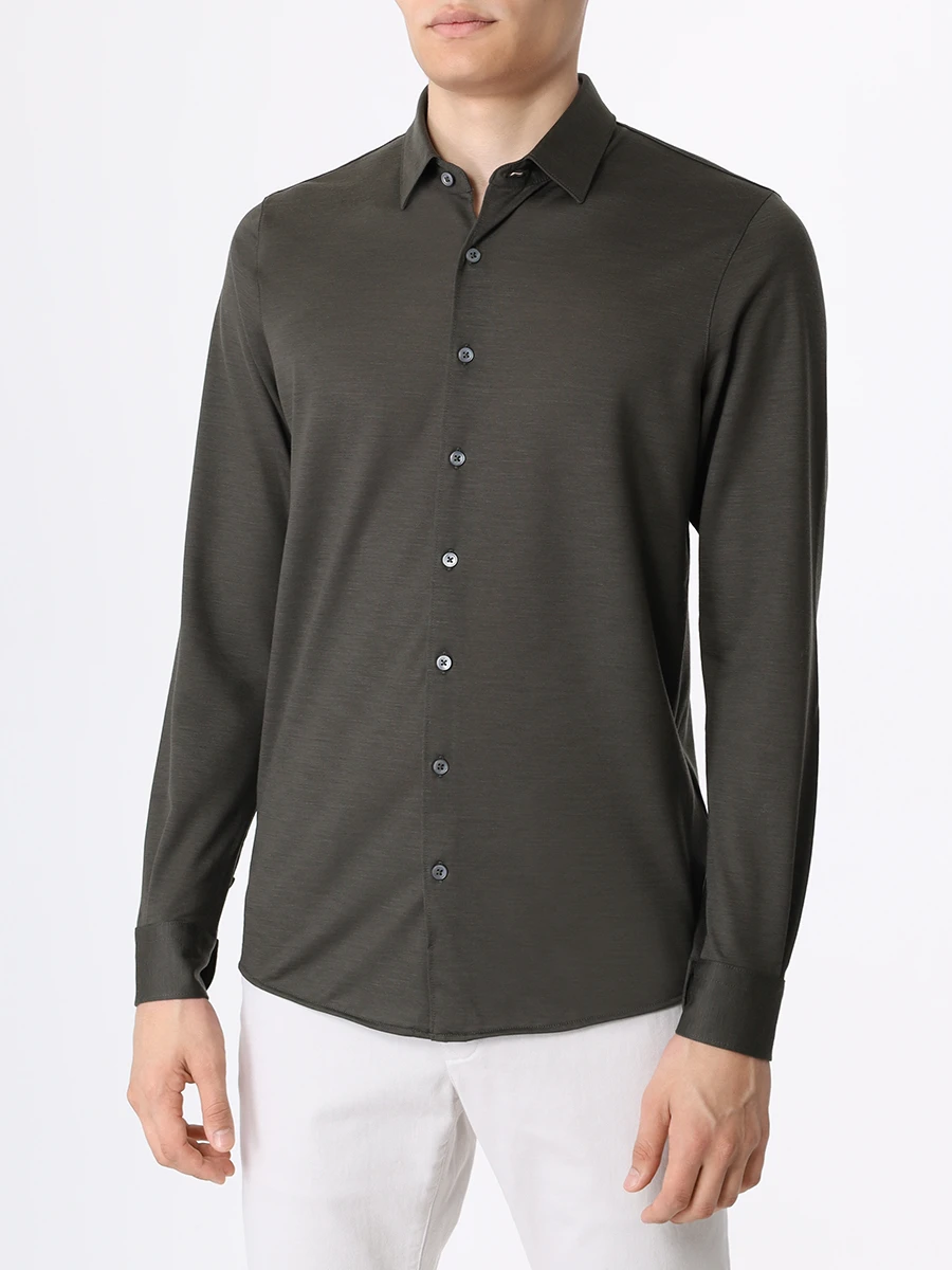 Рубашка Slim Fit шерстяная GRAN  SASSO 60122/69001/488, размер 48, цвет зеленый 60122/69001/488 - фото 4