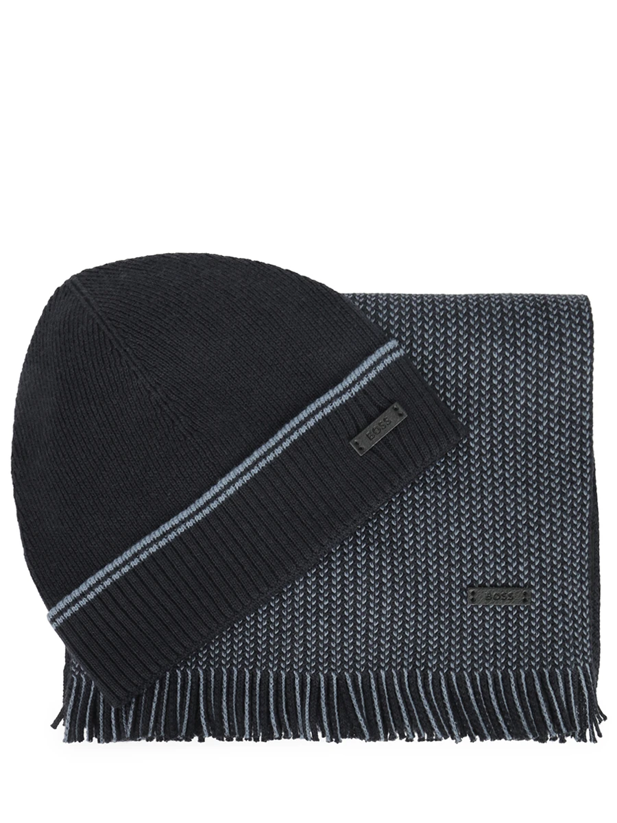 Комплект шапка и шарф BOSS 50497976/404, размер Один размер, цвет синий 50497976/404 - фото 1