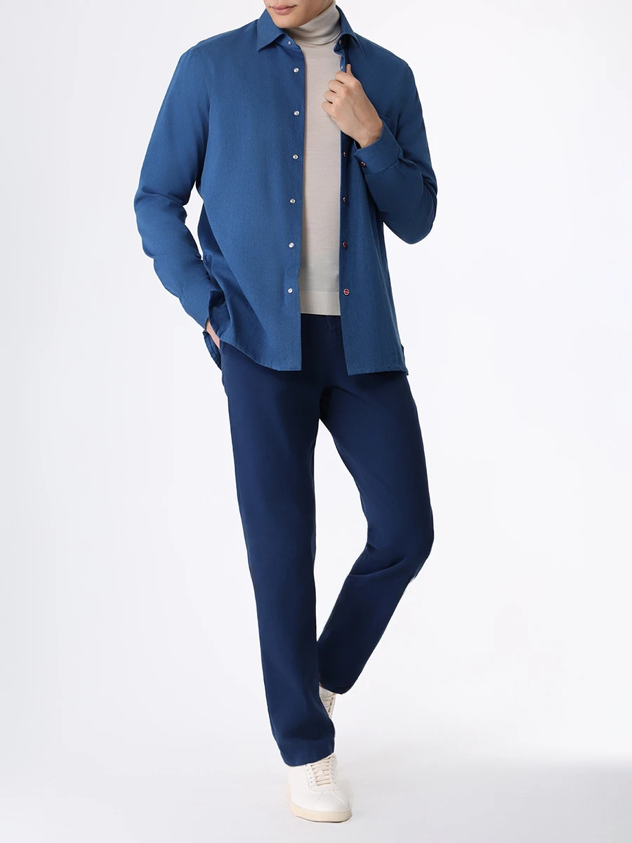 Брюки хлопковые KITON UFPPEJ0200C01000 Синий  Фото 2