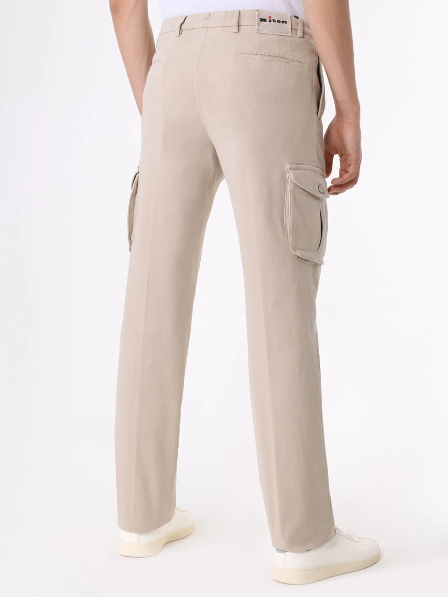 Брюки-карго хлопковые KITON UFPPCAJ0200C06000 Бежевый  Фото 3
