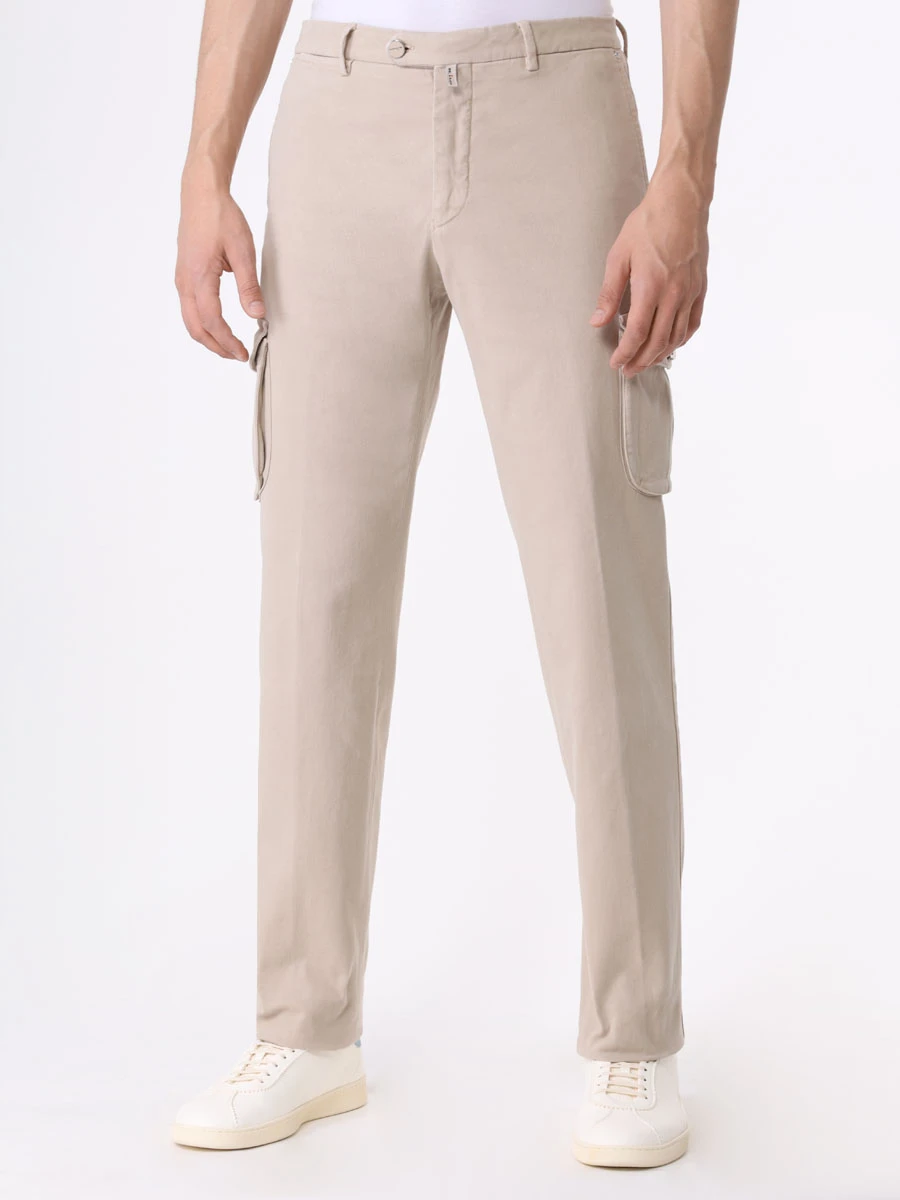 Брюки-карго хлопковые KITON UFPPCAJ0200C06000 Бежевый  Фото 4