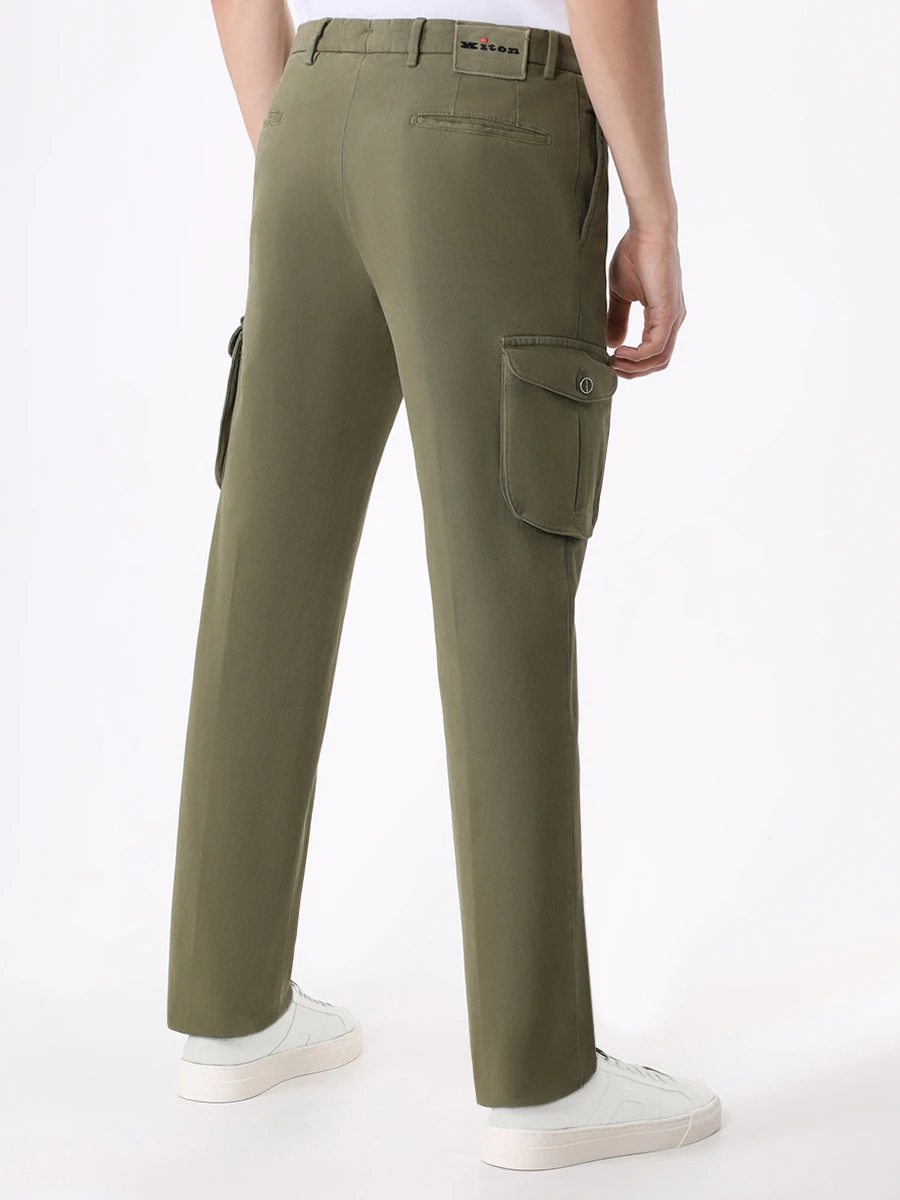 Брюки-карго хлопковые KITON UFPPCAJ0200C09000 Зеленый  Фото 3