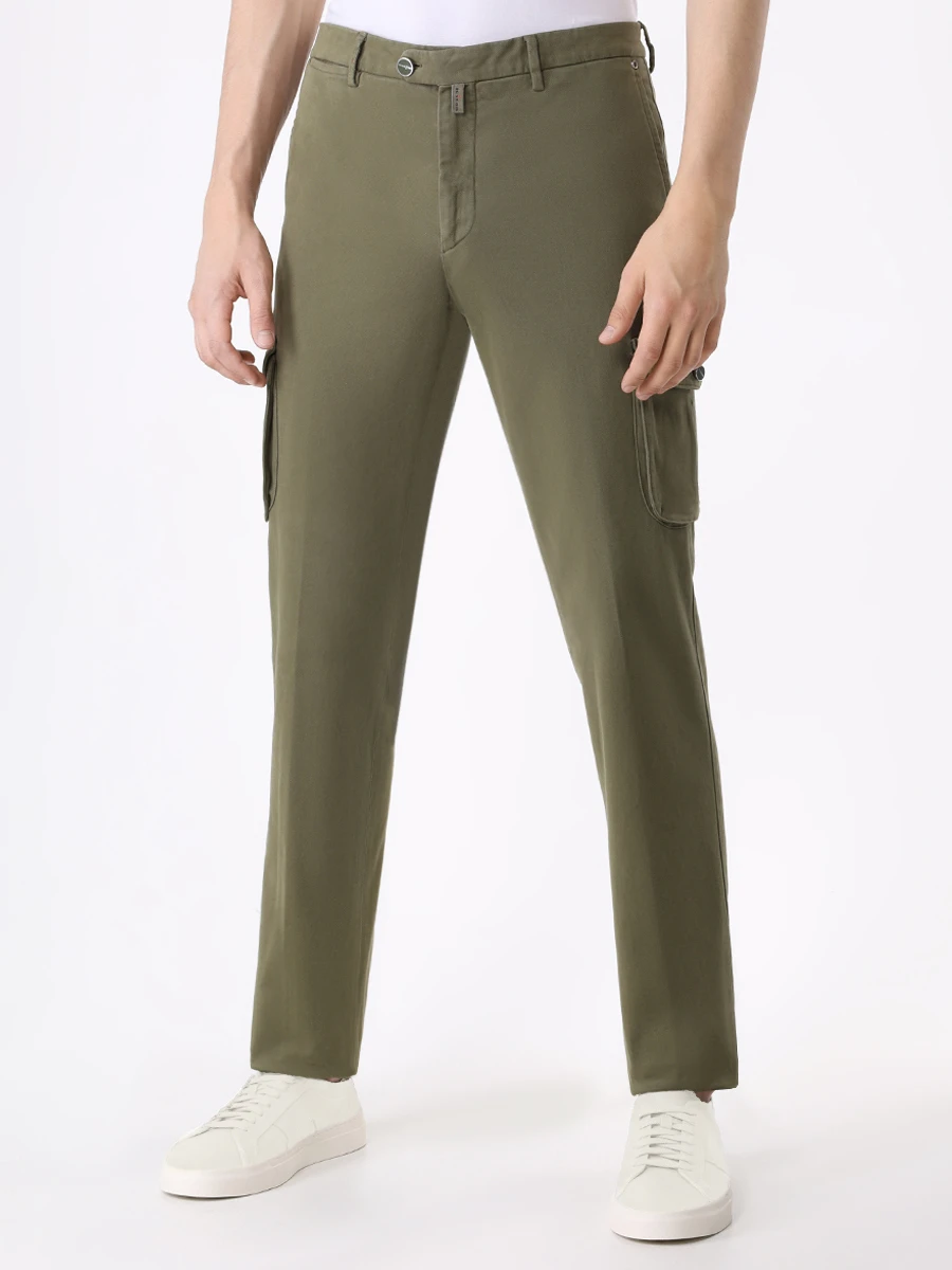 Брюки-карго хлопковые KITON UFPPCAJ0200C09000 Зеленый  Фото 4