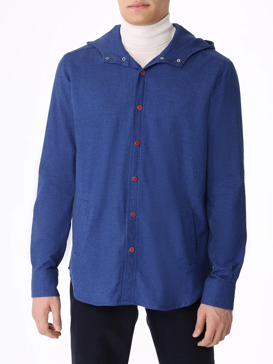 Рубашка Slim Fit хлопковая KITON UMCMARH0872101000, размер 48, цвет синий - фото 4