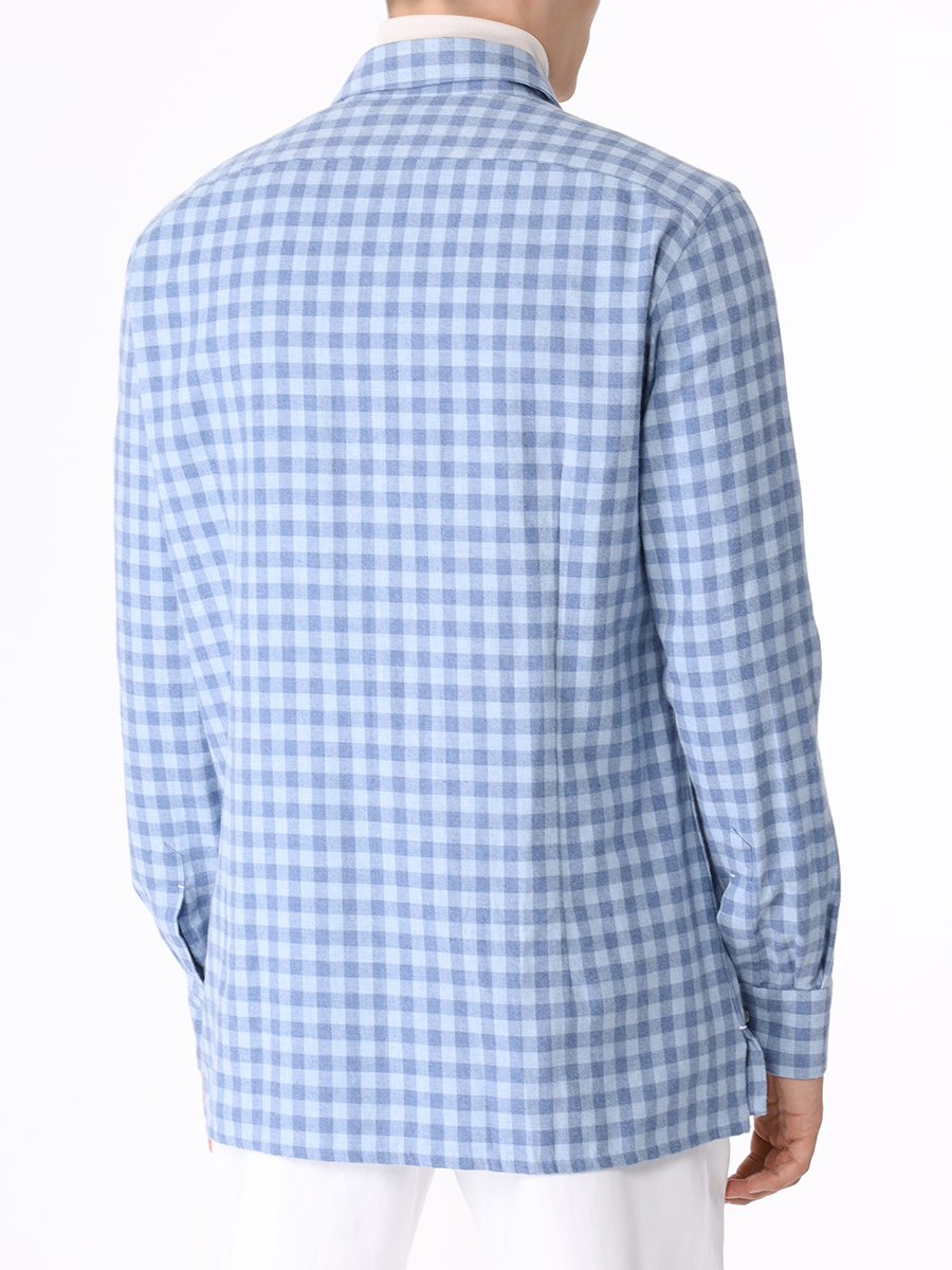 Рубашка Slim Fit хлопковая KITON UMCNERCH0864401000, размер 54, цвет голубой - фото 4