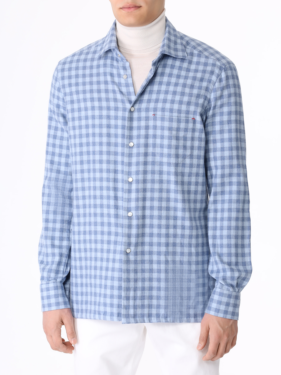Рубашка Slim Fit хлопковая KITON UMCNERCH0864401000, размер 54, цвет голубой - фото 5