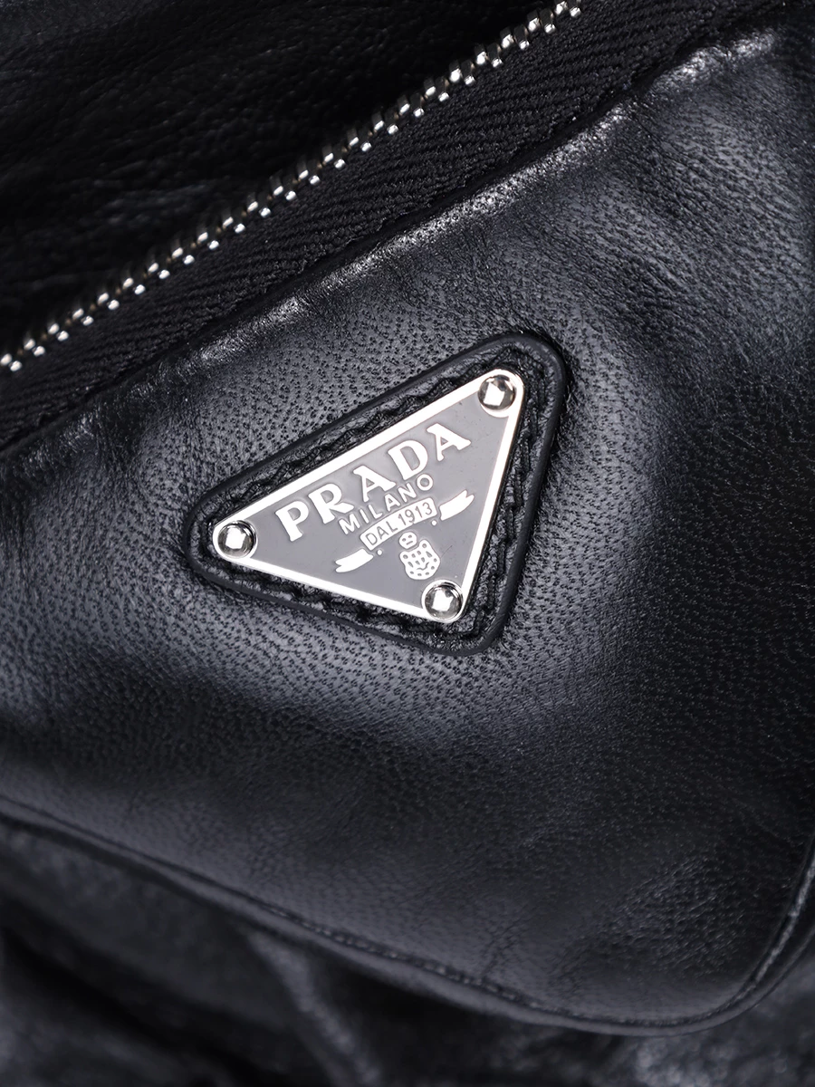 Перчатки кожаные PRADA 1GG1412DWZ F0002 Черный  Фото 3