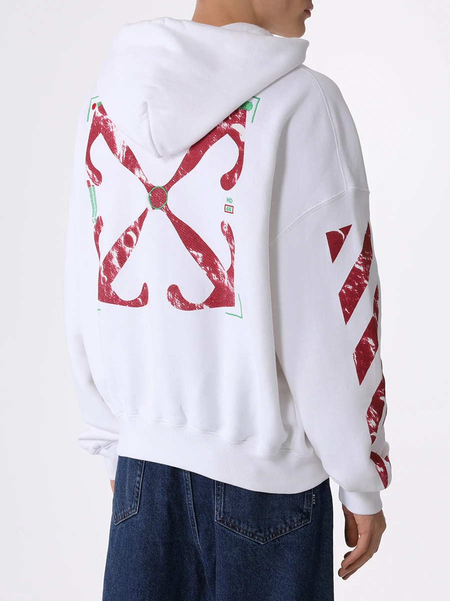 Худи хлопковое OFF-WHITE OMBB118F23FLE007 0129 Белый  Фото 3