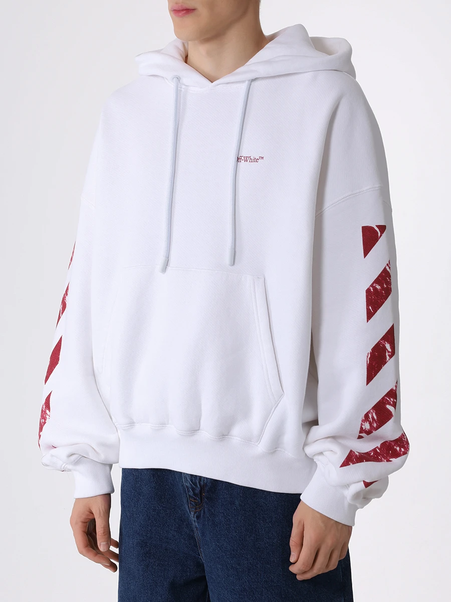 Худи хлопковое OFF-WHITE OMBB118F23FLE007 0129 Белый  Фото 4