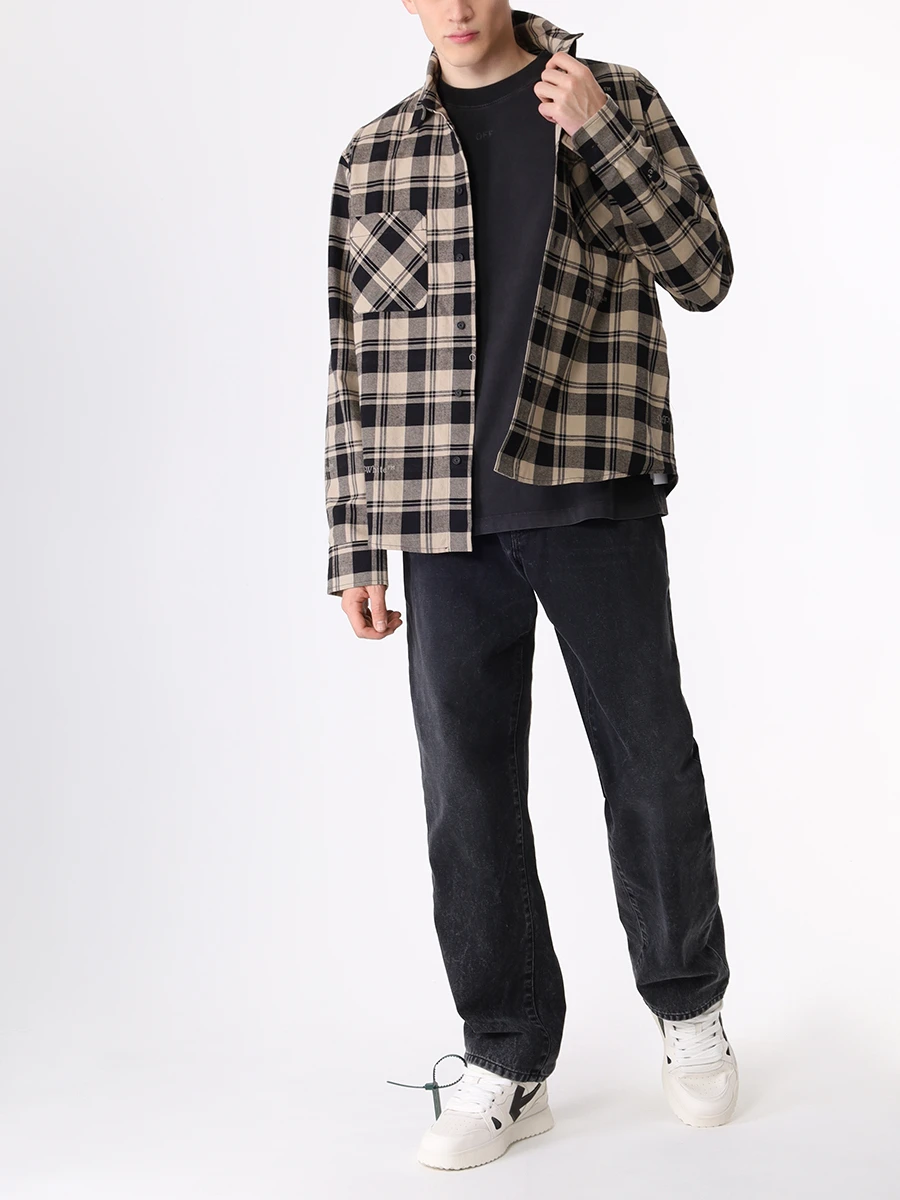 Футболка хлопковая OFF-WHITE OMAA027F23JER011 1084 Черный  Фото 2