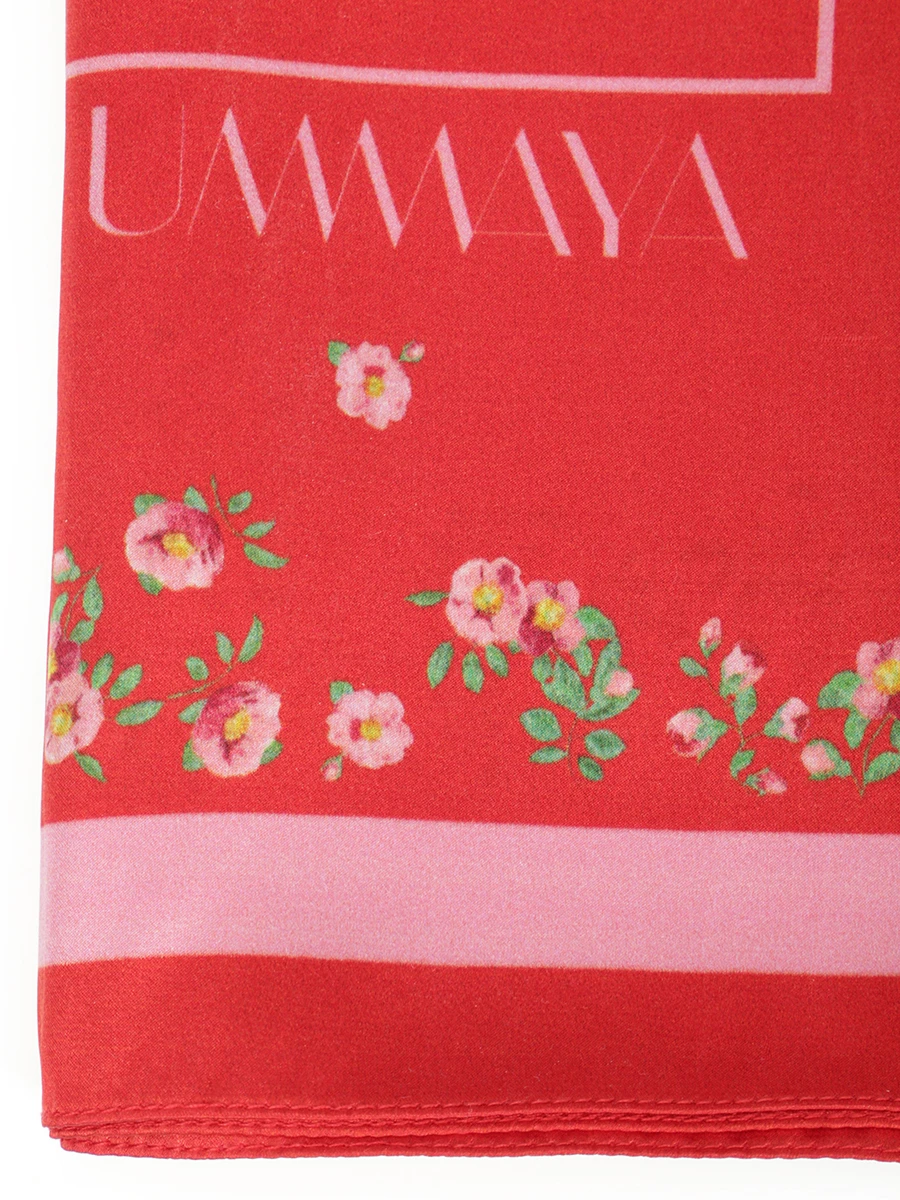 Платок шелковый UMMAYA Натуральный шелк, размер Один размер, цвет красный - фото 4