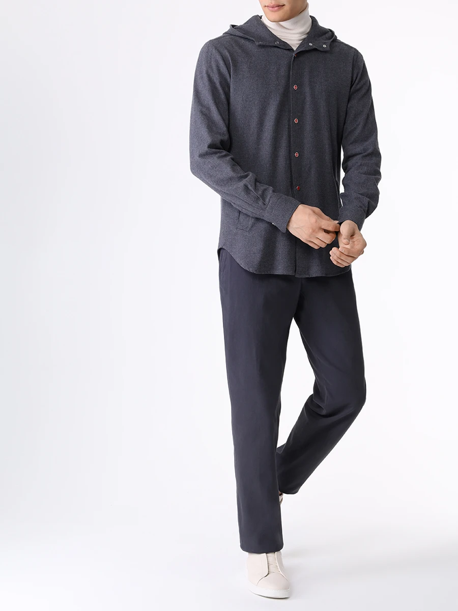 Брюки хлопковые MALO URP044 TAU87 E3354 Темно Серый  Фото 2