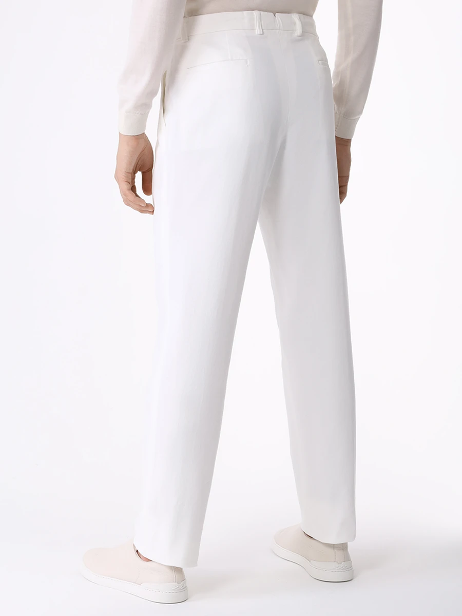 Брюки хлопковые MALO URP044 TAU87 E2720 Белый  Фото 3
