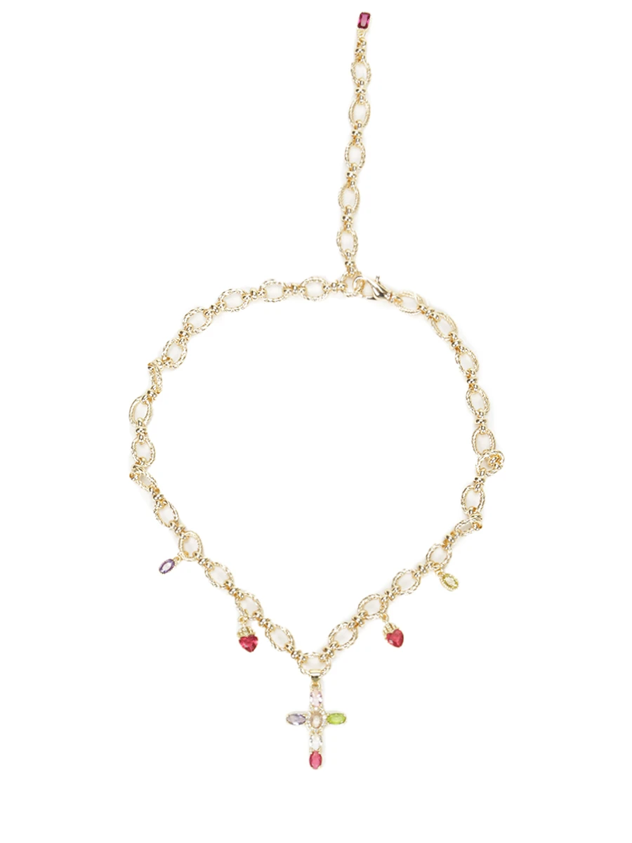 

Колье с камнями, Золотой, 2355 Cross-Multicolor