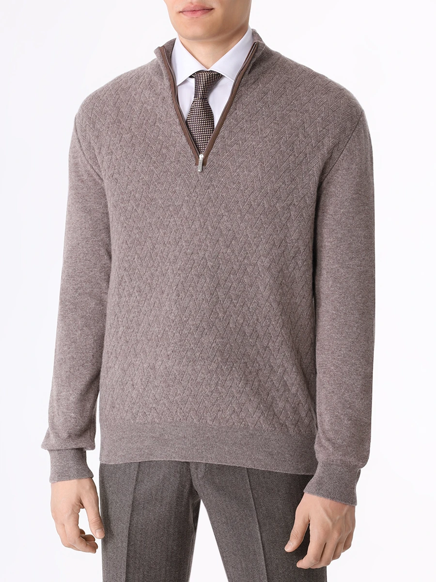 Джемпер шерстяной BERTOLO LUXURY MENSWEAR 200101/002310 0054 Коричневый  Фото 4