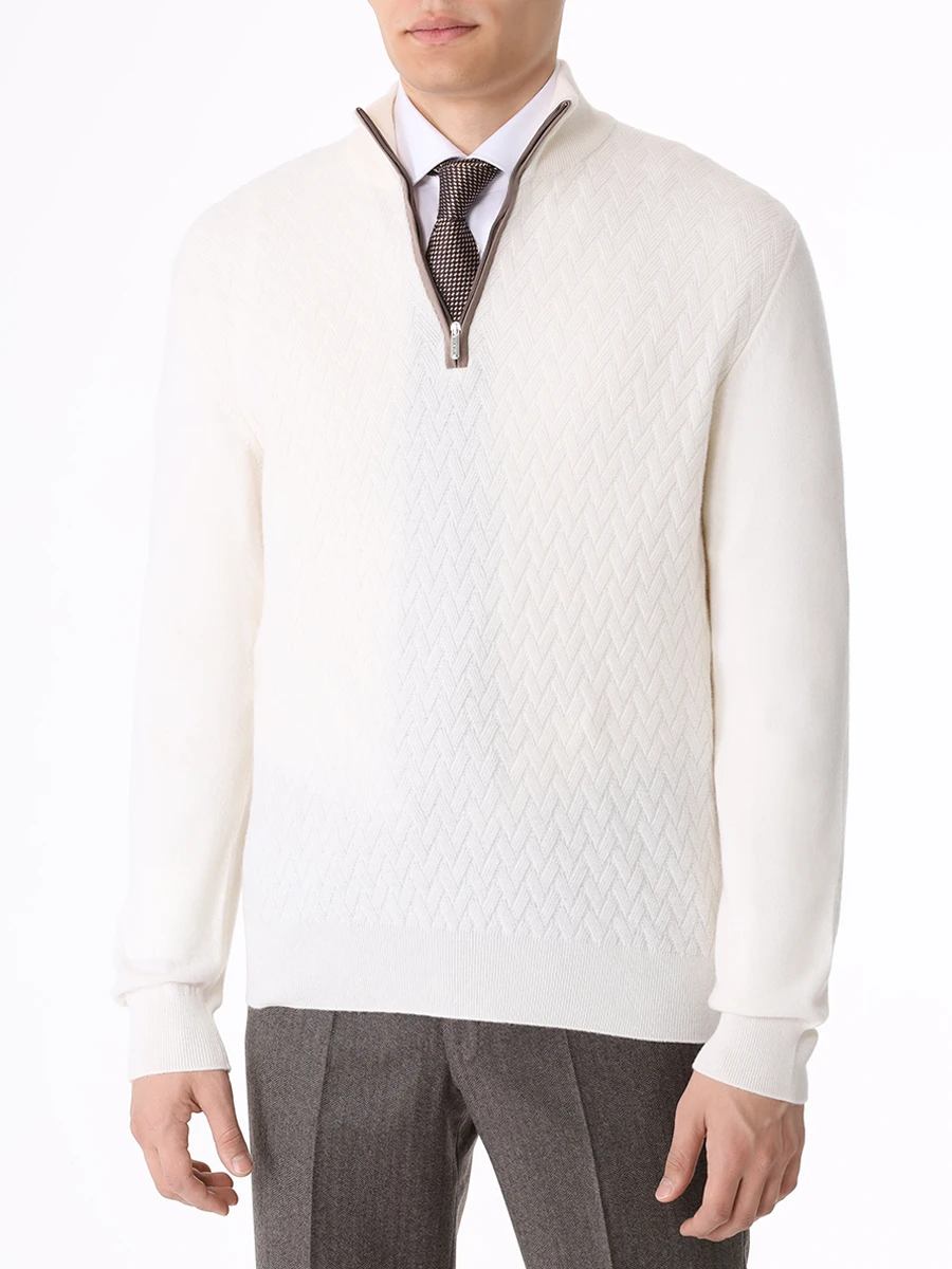 Джемпер шерстяной BERTOLO LUXURY MENSWEAR 200101/002310 0030 Кремовый  Фото 4