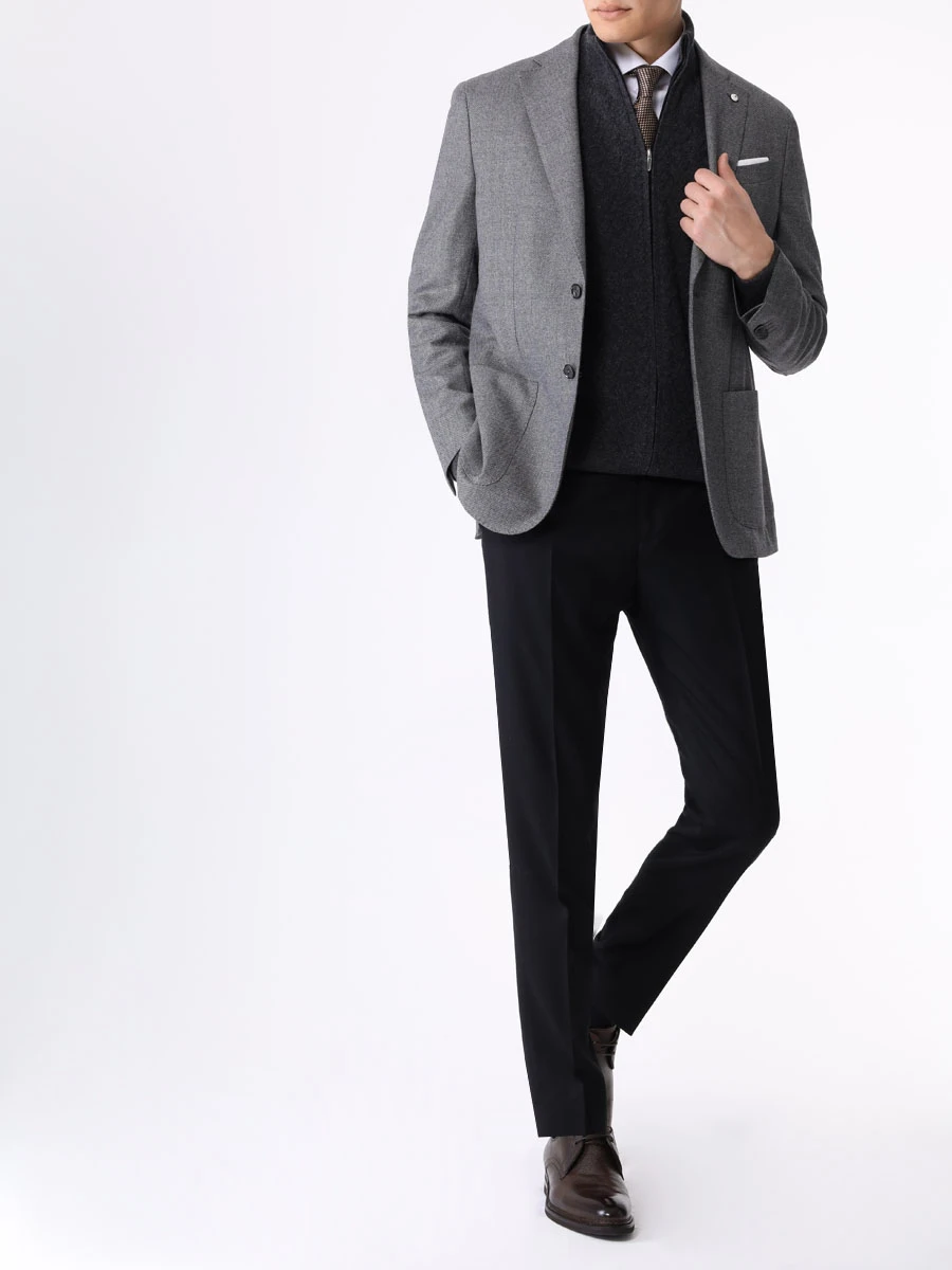 Кардиган шерстяной BERTOLO LUXURY MENSWEAR 200102/002310 0004 Темно- Серый  Фото 2