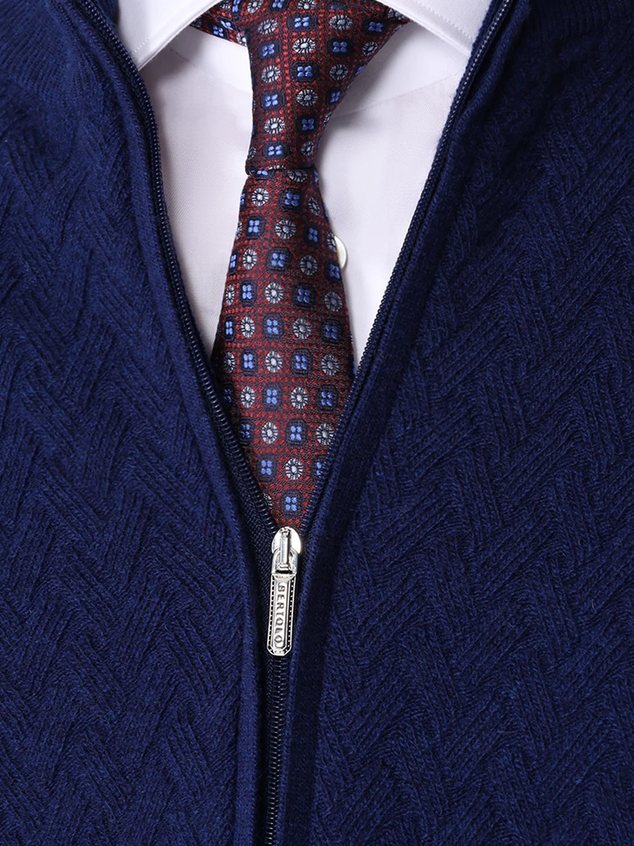 Кардиган шерстяной BERTOLO LUXURY MENSWEAR 200102/002310 0709 Синий  Фото 5