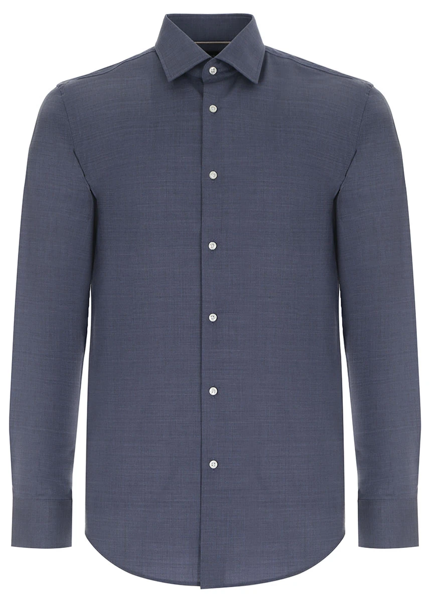 Рубашка Slim Fit шерстяная BOSS 50478711/439 Голубой 