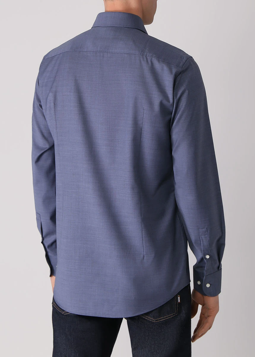 Рубашка Slim Fit шерстяная BOSS 50478711/439 Голубой  Фото 3