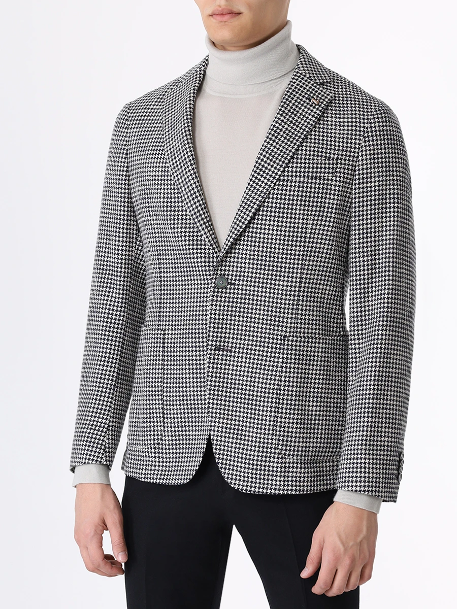 Пиджак Slim Fit хлопковый BOSS 50497257/404 Черный  Фото 4